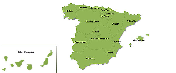 Mapa de las Comunidades Autónomas de España